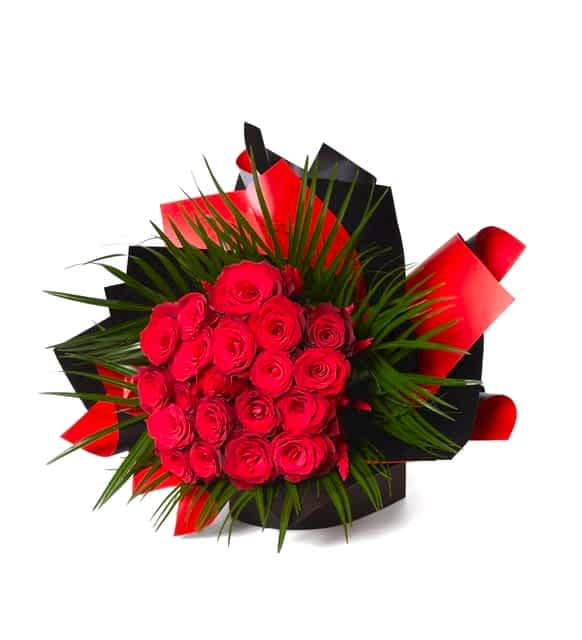 21 gül ile ithal yeşillik 