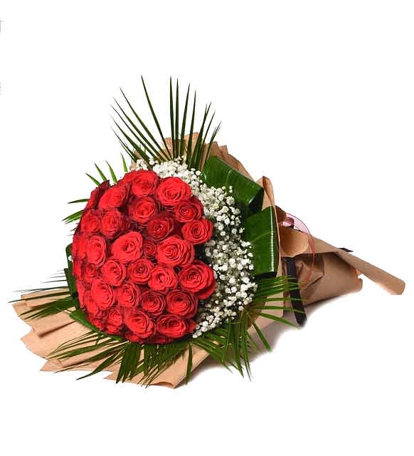 41 gül buketi kraft kağıt süslemeli